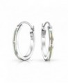 Bling Jewelry Small .925 Silver Synthetic White Opal Hoop Earrings Rhodium Plated - C811J1ZIL6R