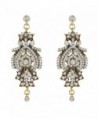 BriLove Women's Vintage Inspired Crystal Floral Chandelier Pierced Dangle Earrings Antique Gold-Tone Clear - CA11SZHCLWH