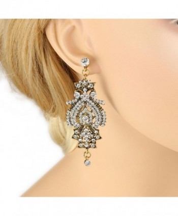 BriLove Inspired Chandelier Earrings Gold Tone