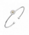 925 Siver Plated Genuine Dasiy Golden Sunflower Women Cuff Bracelet-60MM - CH12NV76S65