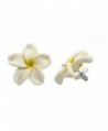 Hawaiian Jewelry Fimo White Plumeria Flower Earrings - 3/4" - CT116IG3RCP