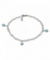 SilberDream anklet with tiny blue frosted glass beads- 925 Sterling Silver 9.8 inch SDF011H - C4119YURAQF