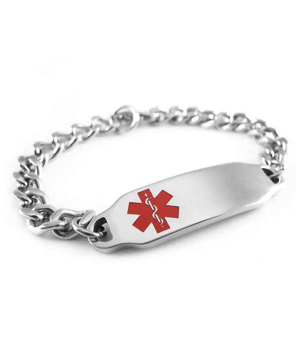 MyIDDr - Pre-Engraved & Customizable Autism Medical ID Bracelet- Wallet Card Incld- Red Symbol - CN114IPD32H