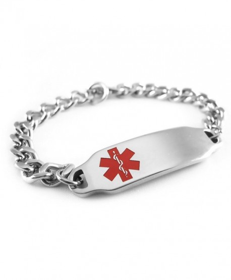 MyIDDr - Pre-Engraved & Customizable Autism Medical ID Bracelet- Wallet Card Incld- Red Symbol - CN114IPD32H