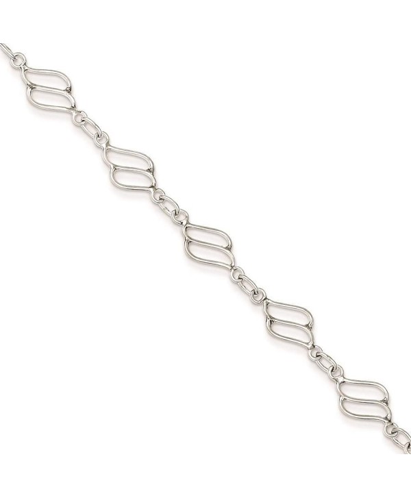 925 Sterling Silver Polished Fancy Link Design Bracelet Anklet 10 inches - CM11FW4APKZ