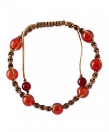 NOVICA Adjustable Length Woven Macrame Shamballa Bracelet with Dyed Chalcedony Beads- 'Peace' - CY127THKAQB