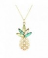 Lux Accessories Gold Tone Pearl Multi Green Stone PIneapple Pendant Necklace - CW182HSAOHI