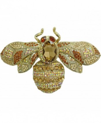 TTjewelry Charming Bee Insect Brooch Pin Austria Crystal Rhinestone - Brown - CU12DFQOYL3