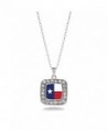 Inspired Silver Texas Flag Square Charm Necklace - C811V7TA5I1