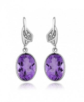 10.00 Ctw Amethyst and White Diamond Oval Shape 925 Sterling Silver Earrings - CT128XUEGUP