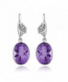 10.00 Ctw Amethyst and White Diamond Oval Shape 925 Sterling Silver Earrings - CT128XUEGUP
