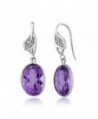Amethyst Diamond Sterling Silver Earrings in Women's Drop & Dangle Earrings