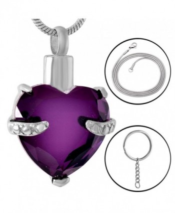 Cremation Jewellery - Ashes Urn Pendant Keepsake - Purple Heart - C017YSHY7Y2