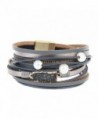 Grey Women Leather Wrap Bracelet - Grey Cuff Bangle - CI189SMRRQ7