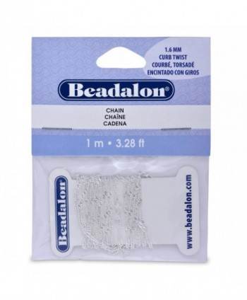 Beadalon 340B032 Curb Twist Chain- 1.6mm 3.28-Feet/Pkg- Silver - CS114AZG3IZ