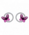 EleQueen 925 Sterling Silver CZ Butterfly Circle Stud Earrings Made with Swarovski Crystals - Earrings_Purple - CF187GNHXXS