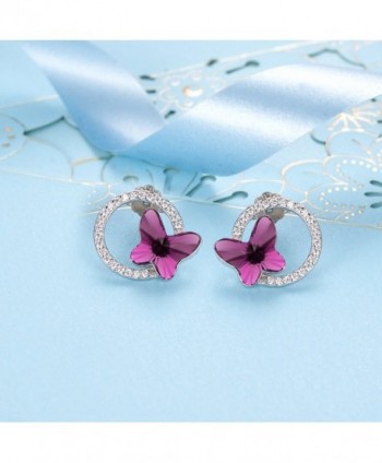 EleQueen Sterling Butterfly Earrings Swarovski