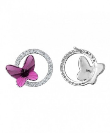 EleQueen Sterling Butterfly Earrings Swarovski in Women's Stud Earrings