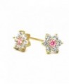 14K Gold Plated Brass CZ Set Small Cluster Flower Screwback Stud Earrings - C01171SPQ05