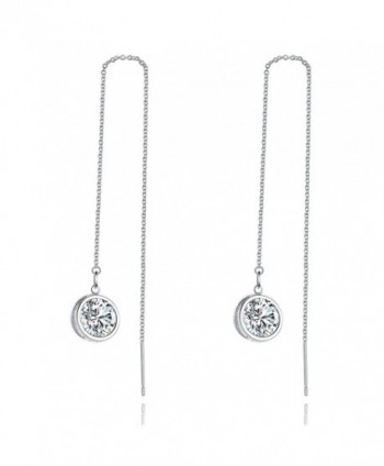 Cubic Zirconia Dangle Earring- LicLiz Threader Drop Earrings with 3D Sparkling CZ and Long Drop Chain - CI187I49AAI