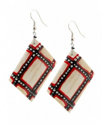 Maisha Beautiful African Fair Trade Up cycled Bovine Hand painted Horn Earrings - CM11C1HKOKN