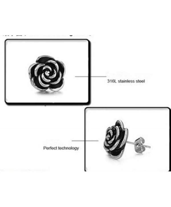 Casoty Jewelry Sterling Silver Rose Flower Stud earrings Stainless Steel Jewelry earrings - C211QYN0RB1