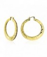 Bling Jewelry High Polished Gold Plated Brass Large Hammered Hoop Earrings 2in - C611CZFTEW5