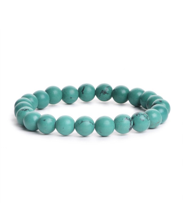 iSTONE Gemstone Bracelets Natural Gemstones Birthstone Handmade Healing Power Crystal Beads 7.5'' - Turquoise - CC1840W7EMO