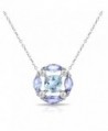 Sterling Silver Simulated or Genuine Gemstones Necklace with White Topaz Accents - Blue Topaz & Amethyst - C0188G29ONK