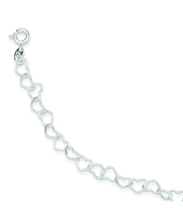 Sterling Silver 7inch Polished Fancy Heart Link Bracelet - CB1157354R1