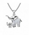 Mom and Baby Elephant Animal Pendant Necklace Platinum Plated Zircon for Woman Girl Jewelry - CY17AAZKGSL