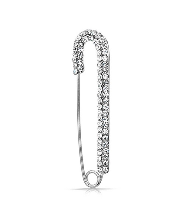 Bling Jewelry Clear Crystal Social Awareness Safety Pin Brooch Silver Plated - CO11BHNX0G7