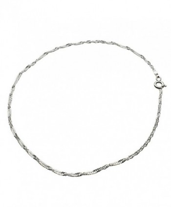 Sterling Silver Singapore Nickel Free Chain Anklet Italy - CT11JKS08CP