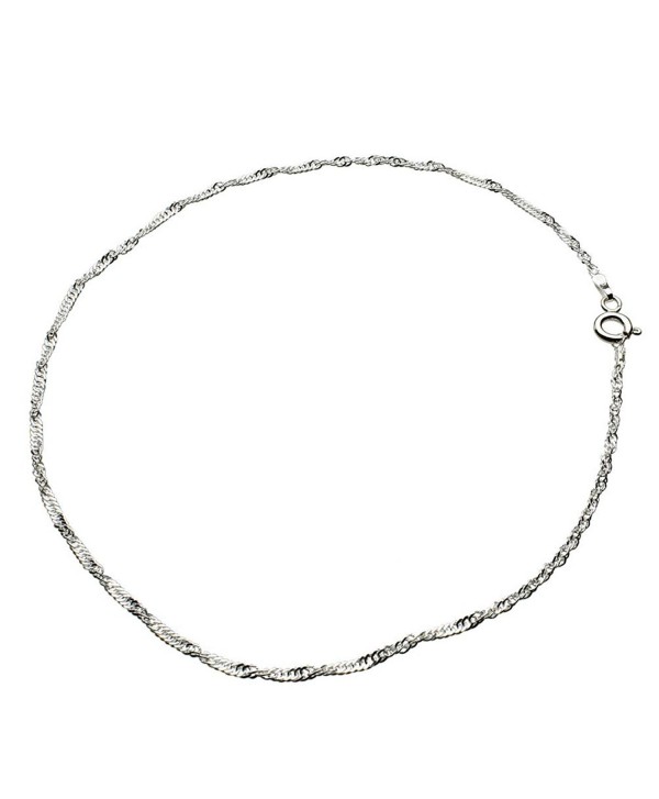 Sterling Silver Singapore Nickel Free Chain Anklet Italy - CT11JKS08CP