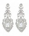 EVER FAITH Austrian Crystal Elegant Lace Hollow-out Tear Drop Chandelier Earrings Silver-Tone - Clear - CE124KPJDF5