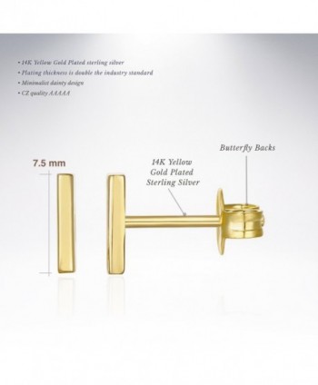 PAVOI 14K Gold Plated Dainty Mini Bar- Heart and Star Stud Earrings - Bar - Yellow - C412OCP4K61