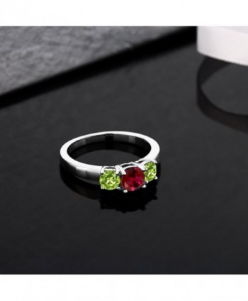 Created Peridot Sterling 3 Stone Available in Women's Statement Rings