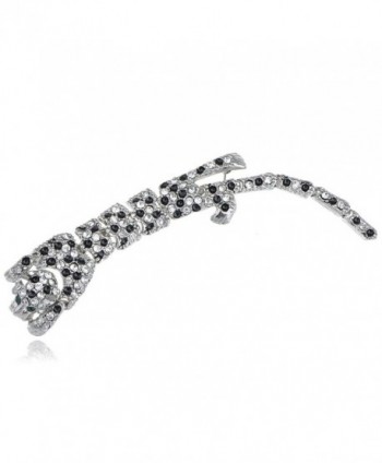 Alilang Silvery Tone Clear Crystal Colored Rhinestones Animal Leopard Cat Brooch Pin - CK112TAYTJN