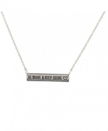 Lux Accessories Burnish Silvertone Be Brave Keep Going Nameplate Verbiage Necklace - C112L9TYQUH