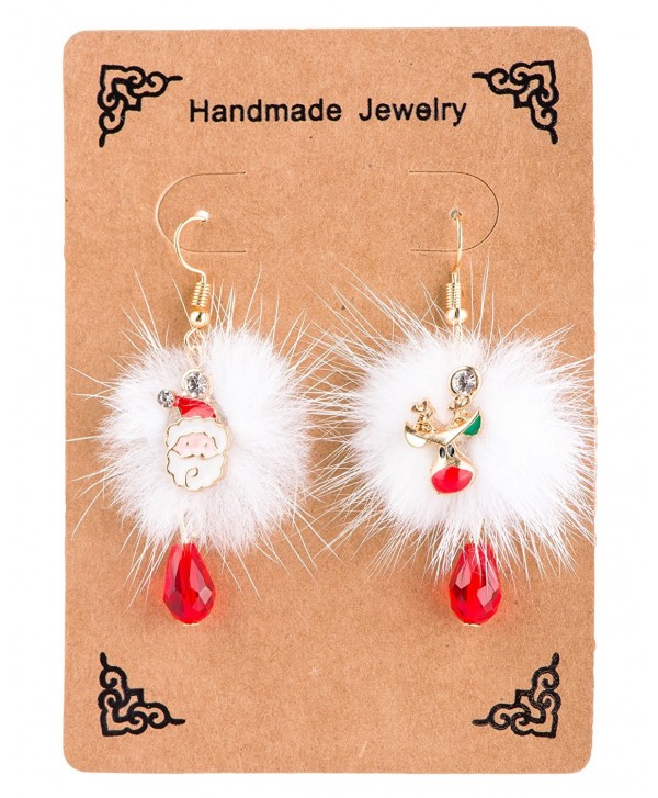 Fystir Colorful Christmas Dangle Earrings Set for Women Girls Stockings White Snowflake - 2 Pairs - CS187ZWKZOU
