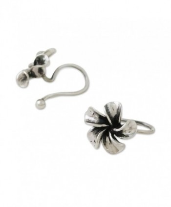 NOVICA Plumeria Flower Sterling Frangipani in Women's Cuffs & Wraps Earrings