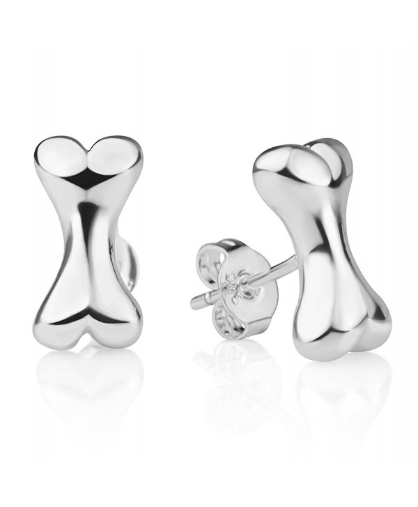 925 Sterling Silver Little Bone High Polished Dog Lovers Post Stud Earrings 12 mm - CN17XXDGT5H