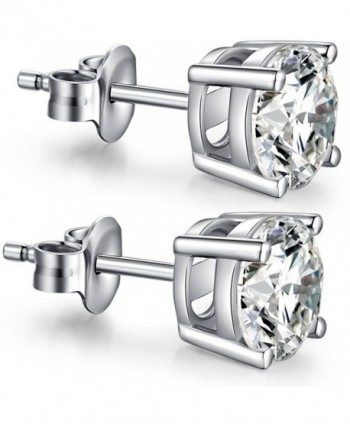 Fashion 925 Sterling Silver Pricess Cut Cubic Zirconia Stud Earrings 4mm 5mm 6mm 7mm 8mm - CH184Q4W5D6