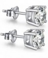 Fashion 925 Sterling Silver Pricess Cut Cubic Zirconia Stud Earrings 4mm 5mm 6mm 7mm 8mm - CH184Q4W5D6