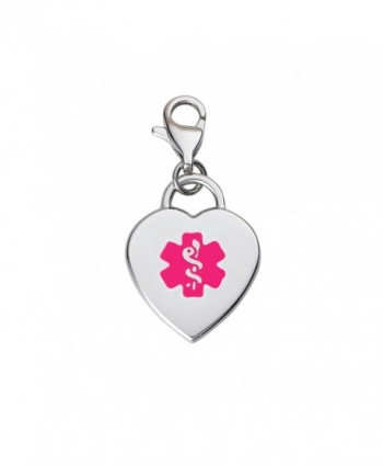 Divoti Custom Engraved Adorable Heart 316L Medical Alert Charm w/ Lobster Clasp - Violet - C412ICFWS8X