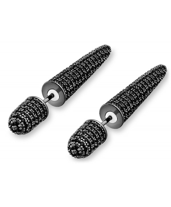 Bling Jewelry CZ Tapered Spike Black Rhodium Plated Cheater Plugs Earrings - CT12D70G36V