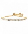 White Cubic Zirconia 14k Yellow Gold-Plated Adjustable Drawstring Strand Bracelet 10" - CE1834C889Z