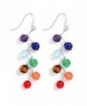 Jauxin 7 Chakra Long Dangle Stanless Steel Hook Healing Engery Earrings for Women Girls - CU1822SLNDU