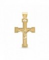 Large 32mm x 46mm 14k Gold Plated Milgrain Bordered Crucifix Pendant + Microfiber Jewelry Polishing Cloth - CM11HL04W85
