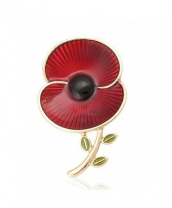 Poppy Brooches Remembrance Sunday Red Flower Rhinestone Badges Banquet Enamel Poppy Lapel Pin - CV187DH5KRZ